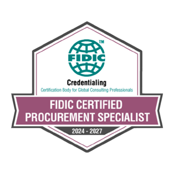 Certificación FIDIC - Fase de Contratación de Proyecto Logotipo de certificación FIDIC para la fase de contratación de proyectos en construcción.
