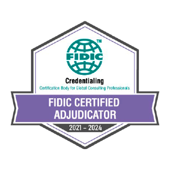Certificación FIDIC - Prevención y Resolución de Disputas Logotipo de certificación FIDIC para prevención y resolución de disputas en proyectos internacionales.